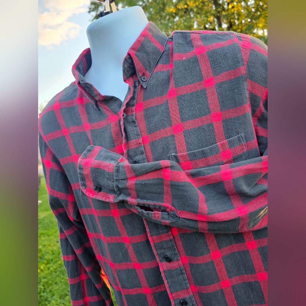 Wrangler Long Sleeve Flannel Shirt Mens M Red Plaid Cowboy Rodeo Western